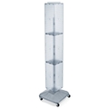 Azar Displays 4-Sided Peg Floor Spinner Rack w/ Wheels. Clear Frost 8"W x 68"H 703390-CLR